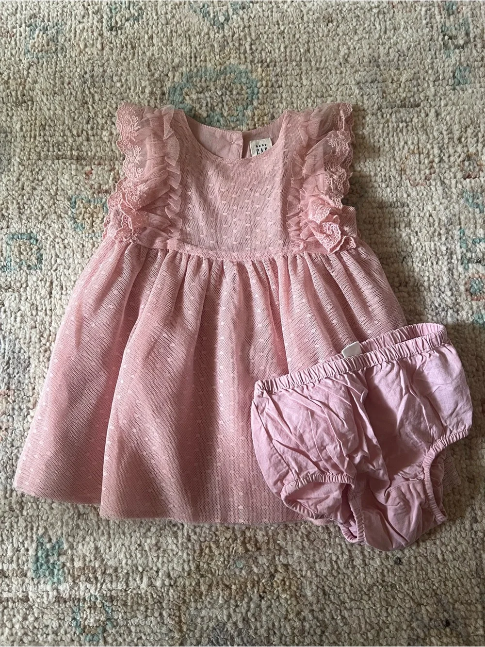 Baby Gap Pink Tulle Ruffle Dress + Bloomer 6–12 Months